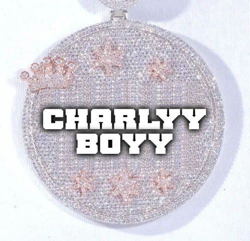 CUSTOM LETTER NECKLACE 3D BIG CROWN DISC sold by The GUU Shop