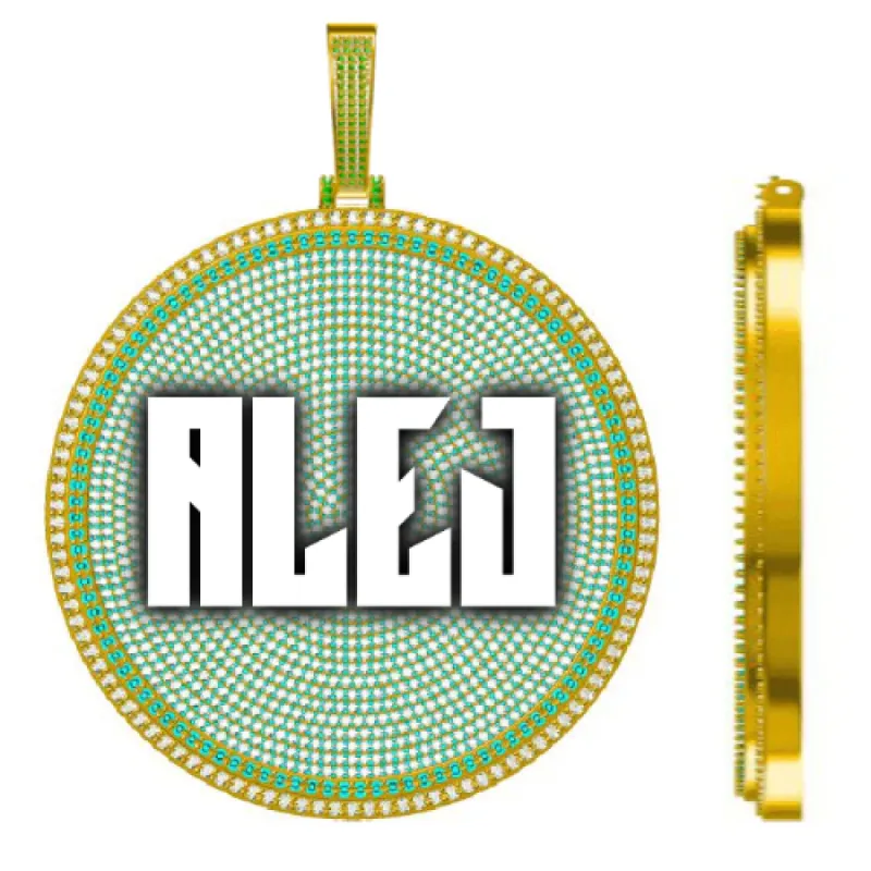 CUSTOM LETTER NECKLACE 3D BIG DISC sold by The GUU Shop