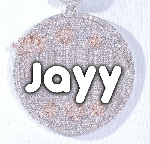 CUSTOM LETTER NECKLACE 3D BIG CROWN DISC sold by The GUU Shop