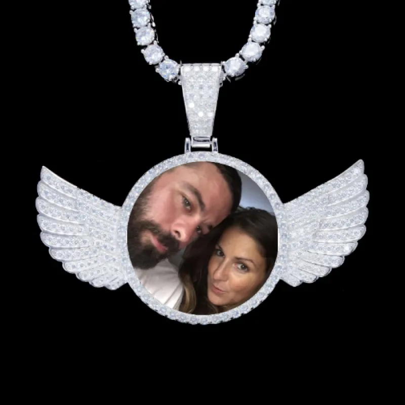 925S & VVS Moissanite 3D Wing Custom Picture Pendant sold by The GUU Shop