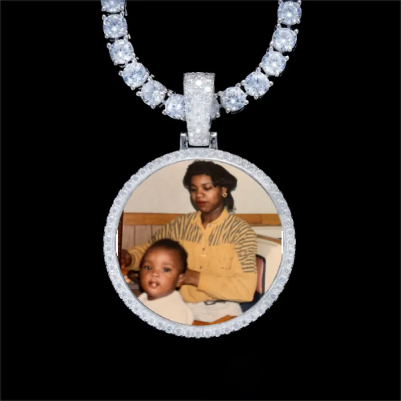 925S & VVS Moissanite 3D Circle Custom Picture Pendant sold by The GUU Shop
