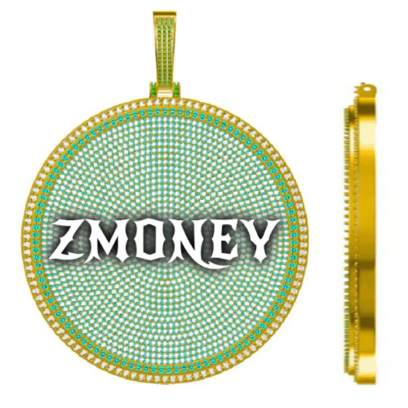 CUSTOM LETTER NECKLACE 3D BIG DISC sold by The GUU Shop