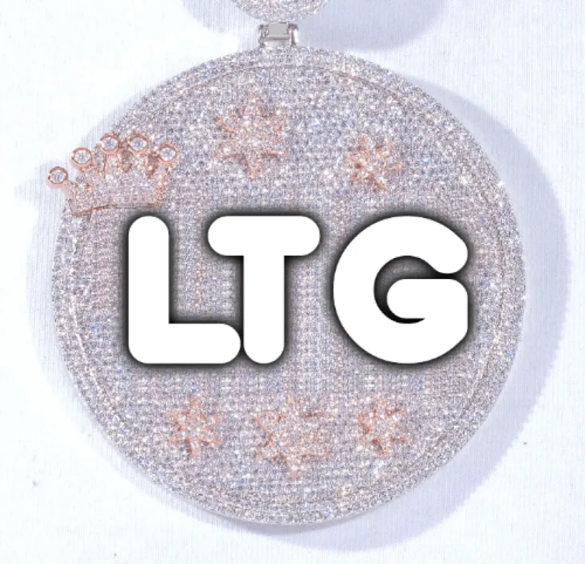 CUSTOM LETTER NECKLACE 3D BIG CROWN DISC sold by The GUU Shop