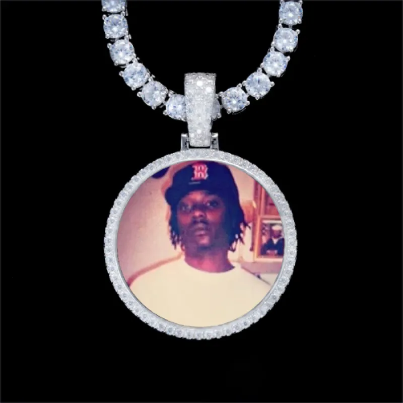 925S & VVS Moissanite 3D Circle Custom Picture Pendant sold by The GUU Shop