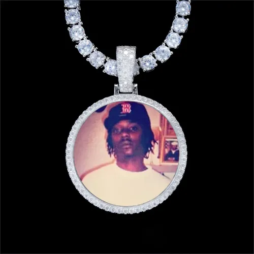 925S & VVS Moissanite 3D Circle Custom Picture Pendant sold by The GUU Shop