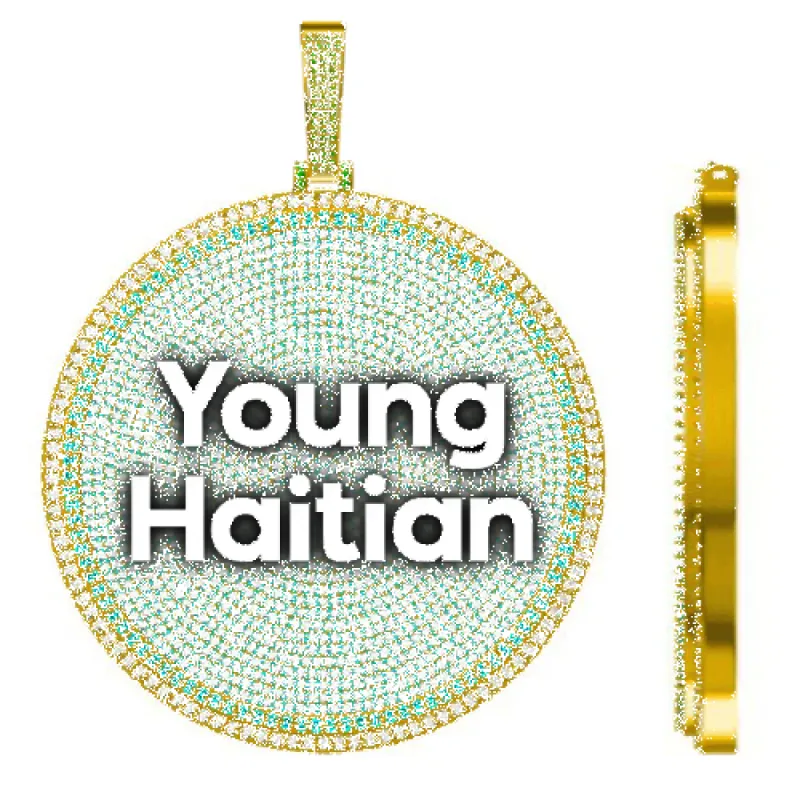 CUSTOM LETTER NECKLACE 3D BIG DISC sold by The GUU Shop