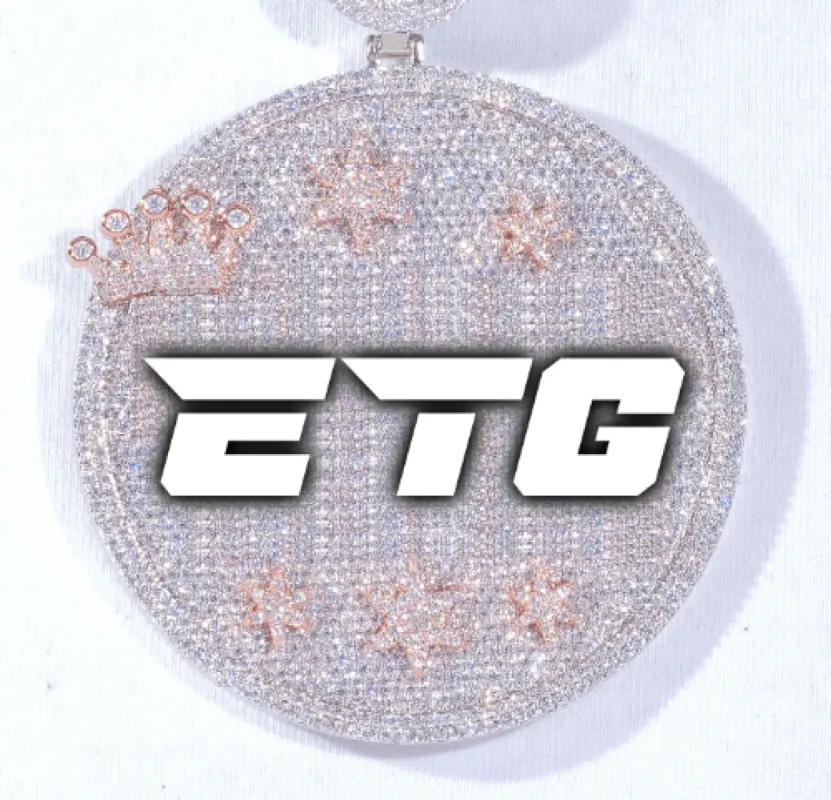 CUSTOM LETTER NECKLACE 3D BIG CROWN DISC sold by The GUU Shop