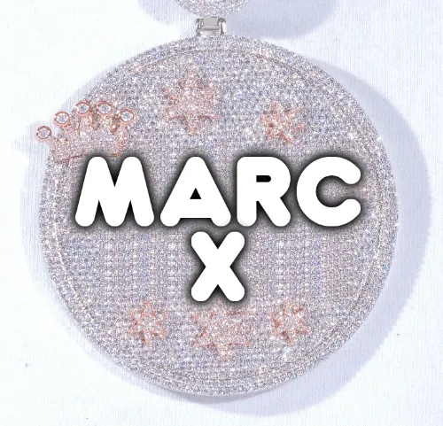 CUSTOM LETTER NECKLACE 3D BIG CROWN DISC sold by The GUU Shop