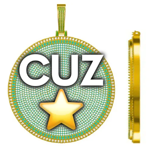 CUSTOM LETTER NECKLACE 3D BIG DISC sold by The GUU Shop