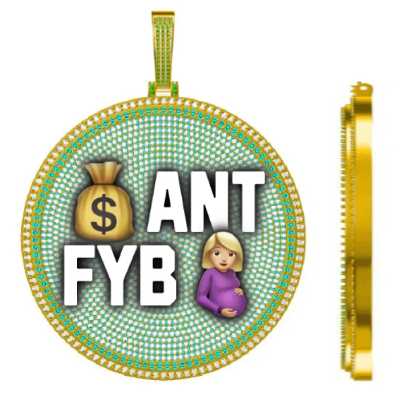 CUSTOM LETTER NECKLACE 3D BIG DISC sold by The GUU Shop