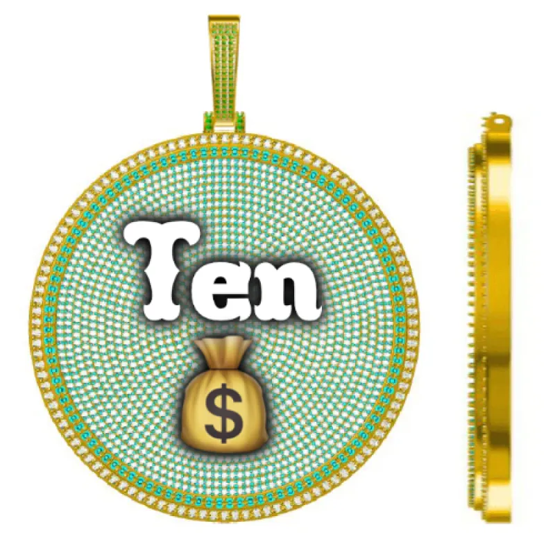 CUSTOM LETTER NECKLACE 3D BIG DISC sold by The GUU Shop