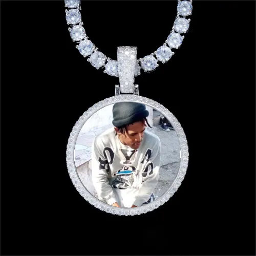 925S & VVS Moissanite 3D Circle Custom Picture Pendant sold by The GUU Shop