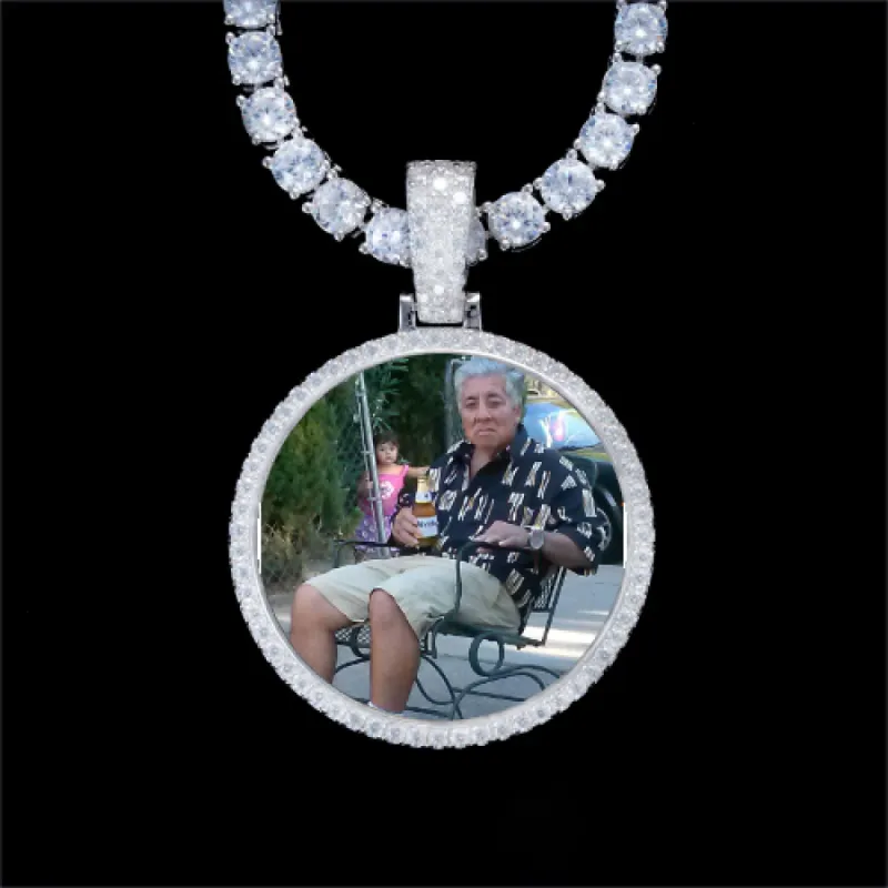 925S & VVS Moissanite 3D Circle Custom Picture Pendant sold by The GUU Shop
