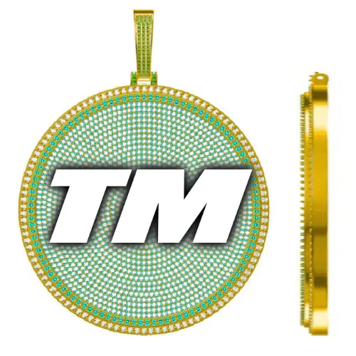 CUSTOM LETTER NECKLACE 3D BIG DISC sold by The GUU Shop