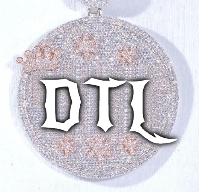CUSTOM LETTER NECKLACE 3D BIG CROWN DISC sold by The GUU Shop