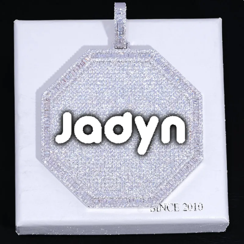 CUSTOM LETTER NECKLACE 3D BIG OCTAGON sold by The GUU Shop