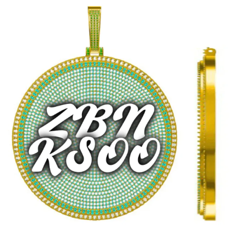 CUSTOM LETTER NECKLACE 3D BIG DISC sold by The GUU Shop