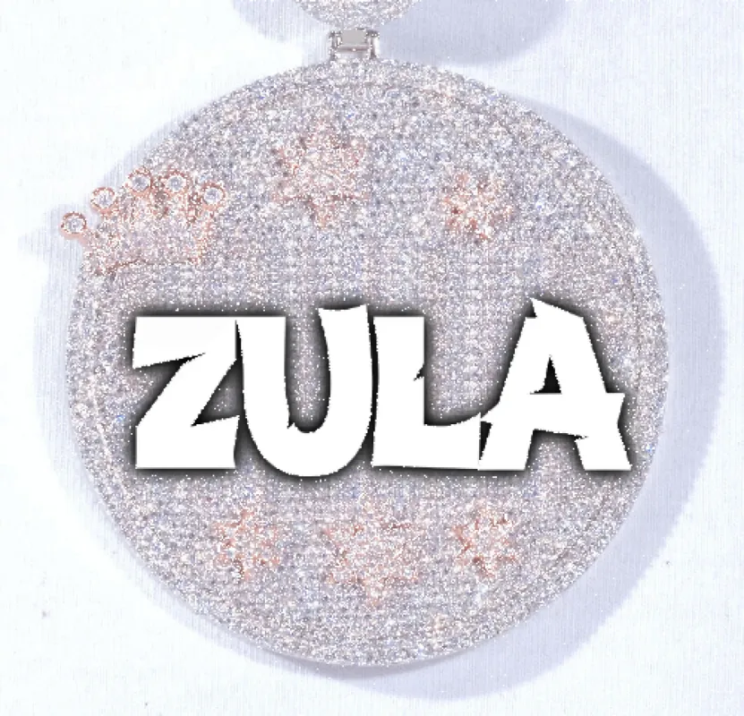 CUSTOM LETTER NECKLACE 3D BIG CROWN DISC sold by The GUU Shop