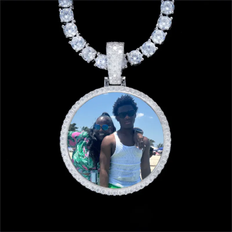 925S & VVS Moissanite 3D Circle Custom Picture Pendant sold by The GUU Shop