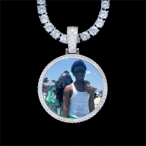 925S & VVS Moissanite 3D Circle Custom Picture Pendant sold by The GUU Shop