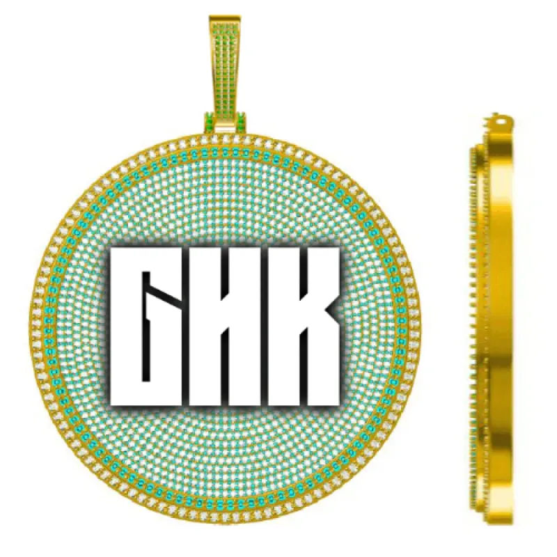 CUSTOM LETTER NECKLACE 3D BIG DISC sold by The GUU Shop