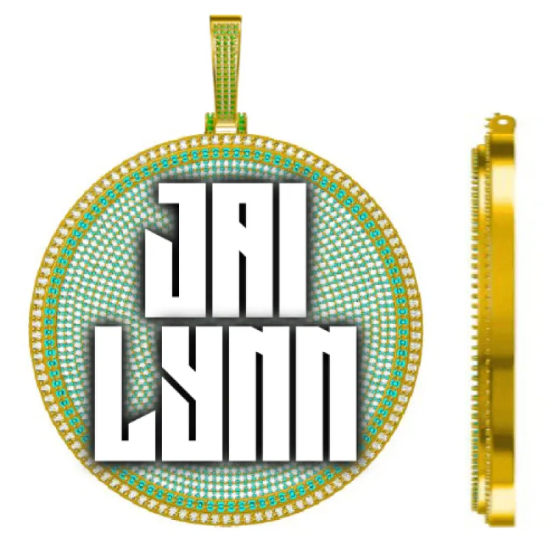 CUSTOM LETTER NECKLACE 3D BIG DISC sold by The GUU Shop