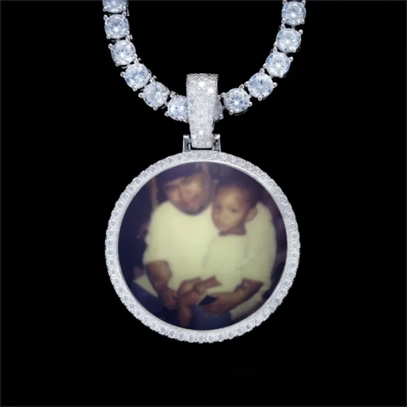925S & VVS Moissanite 3D Circle Custom Picture Pendant sold by The GUU Shop