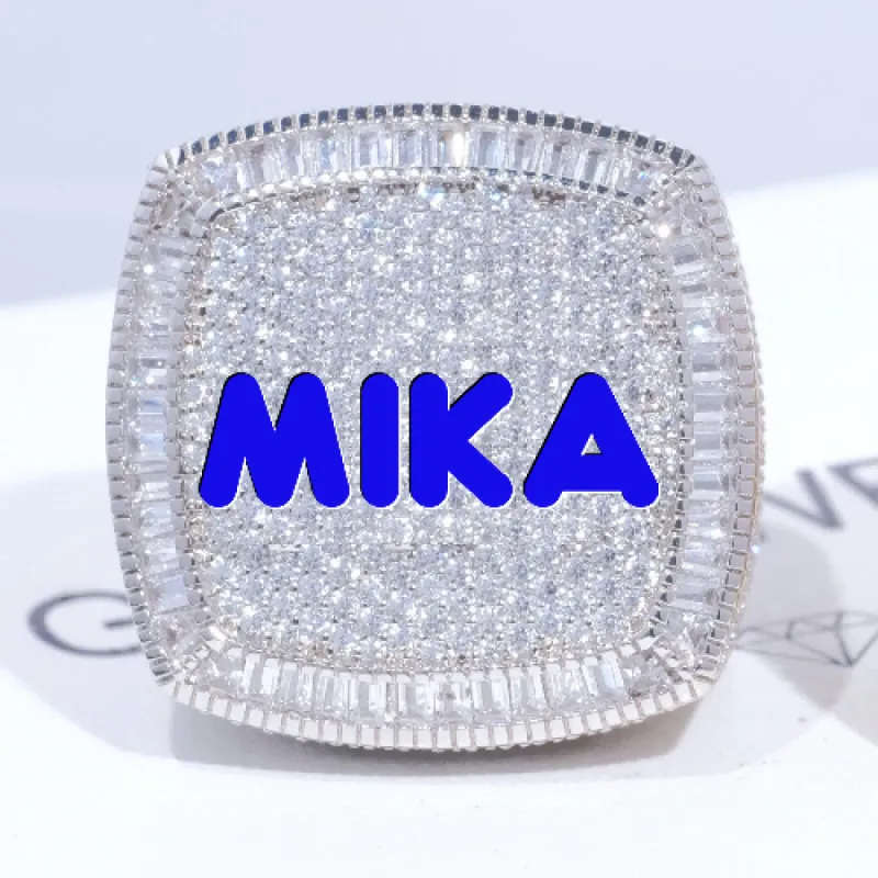 CUSTOM LETTER 3D ICED RING sold by The GUU Shop