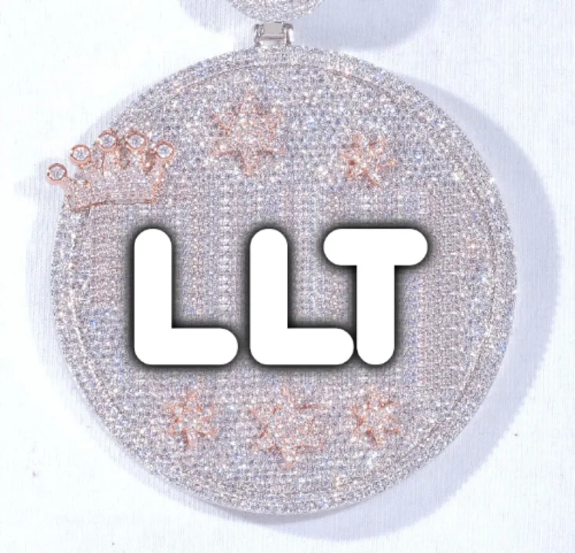 CUSTOM LETTER NECKLACE 3D BIG CROWN DISC sold by The GUU Shop