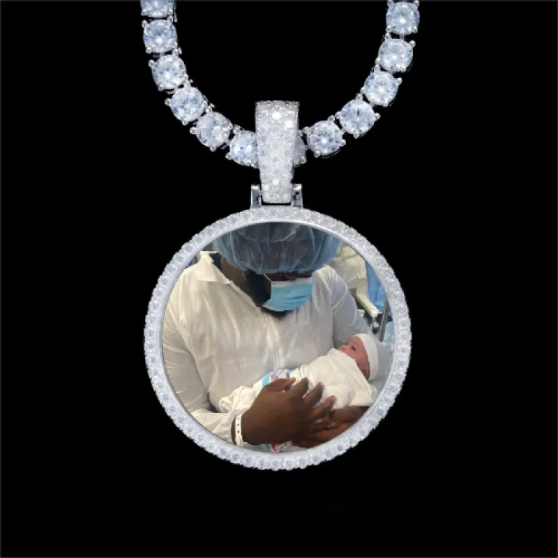 925S & VVS Moissanite 3D Circle Custom Picture Pendant sold by The GUU Shop