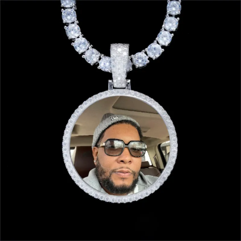 925S & VVS Moissanite 3D Circle Custom Picture Pendant sold by The GUU Shop