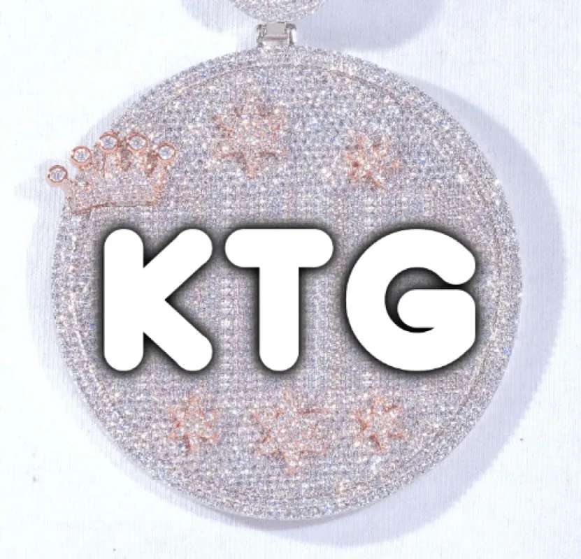 CUSTOM LETTER NECKLACE 3D BIG CROWN DISC sold by The GUU Shop