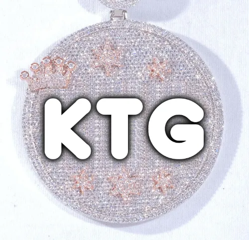 CUSTOM LETTER NECKLACE 3D BIG CROWN DISC sold by The GUU Shop