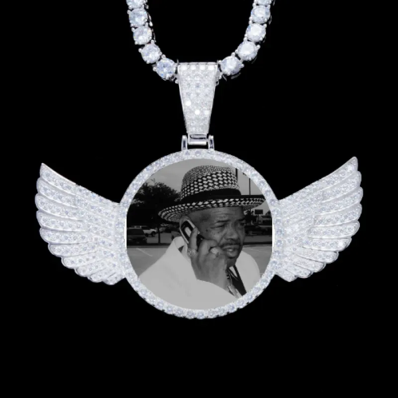 925S & VVS Moissanite 3D Wing Custom Picture Pendant sold by The GUU Shop