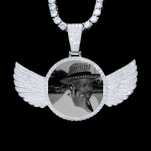 925S & VVS Moissanite 3D Wing Custom Picture Pendant sold by The GUU Shop