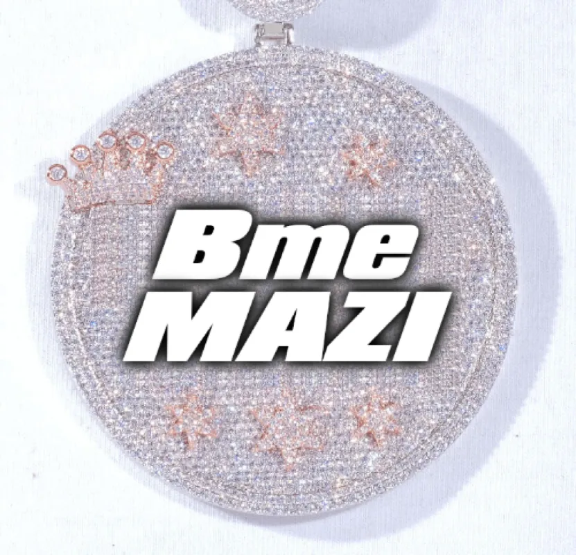 CUSTOM LETTER NECKLACE 3D BIG CROWN DISC sold by The GUU Shop