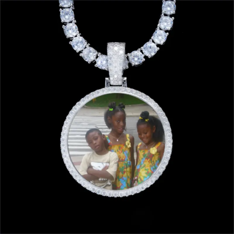 925S & VVS Moissanite 3D Circle Custom Picture Pendant sold by The GUU Shop