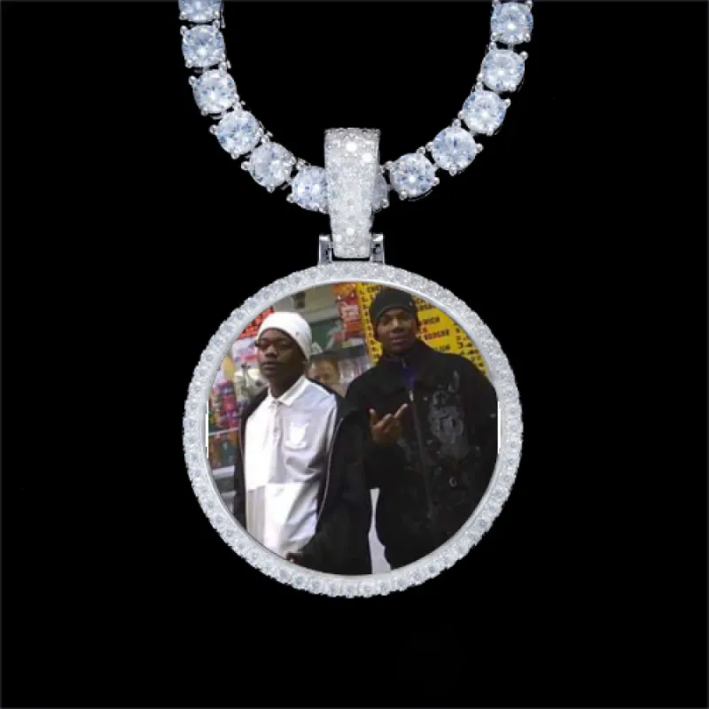 925S & VVS Moissanite 3D Circle Custom Picture Pendant sold by The GUU Shop