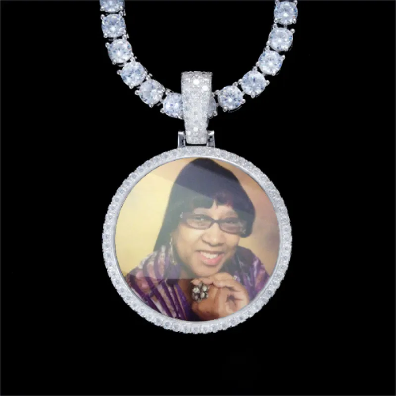 925S & VVS Moissanite 3D Circle Custom Picture Pendant sold by The GUU Shop
