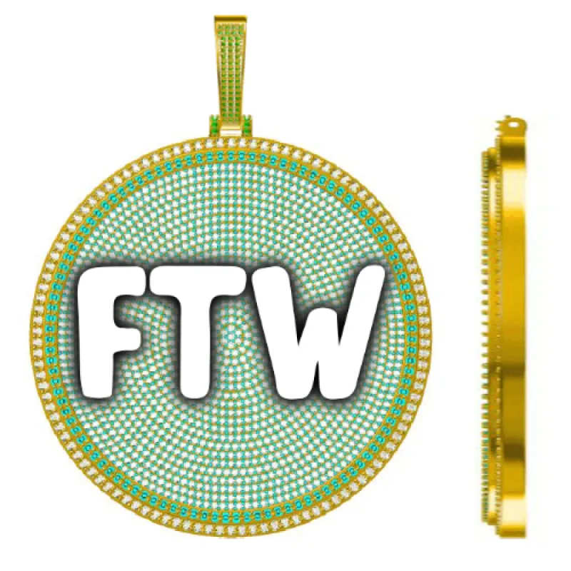 CUSTOM LETTER NECKLACE 3D BIG DISC sold by The GUU Shop