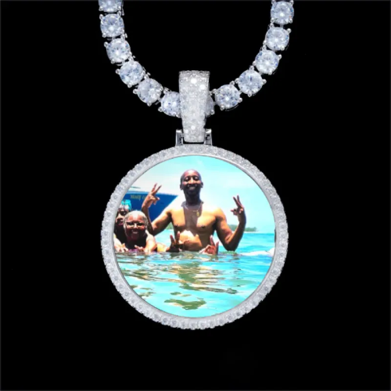 925S & VVS Moissanite 3D Circle Custom Picture Pendant sold by The GUU Shop