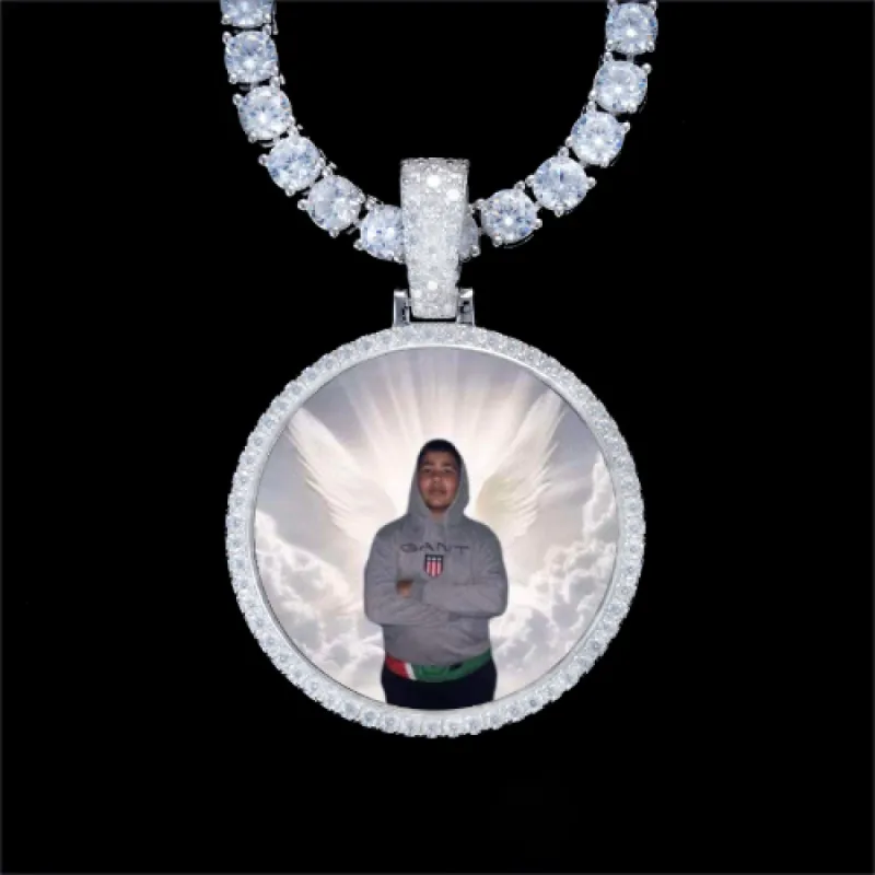 925S & VVS Moissanite 3D Circle Custom Picture Pendant sold by The GUU Shop