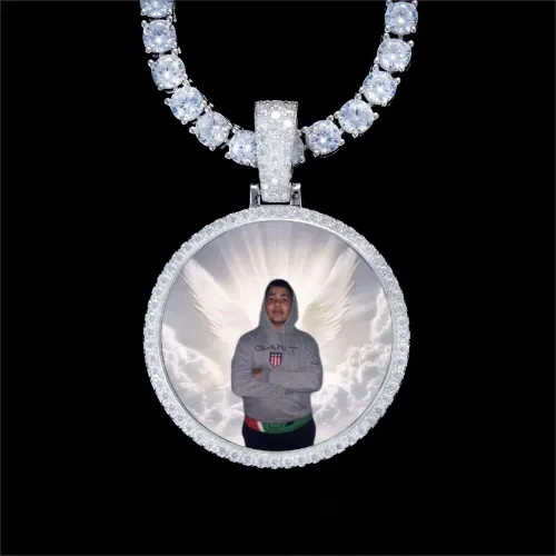 925S & VVS Moissanite 3D Circle Custom Picture Pendant sold by The GUU Shop