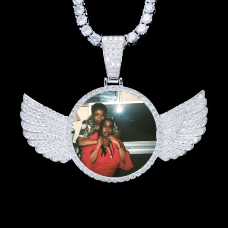 925S & VVS Moissanite 3D Wing Custom Picture Pendant sold by The GUU Shop