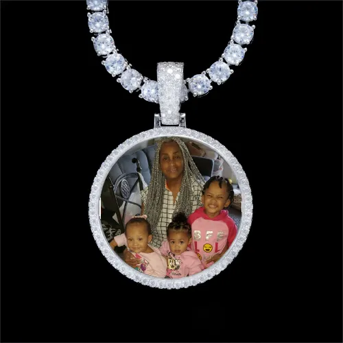 925S & VVS Moissanite 3D Circle Custom Picture Pendant sold by The GUU Shop