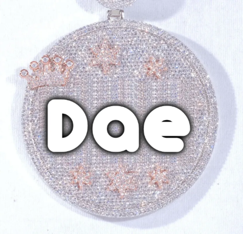 CUSTOM LETTER NECKLACE 3D BIG CROWN DISC sold by The GUU Shop