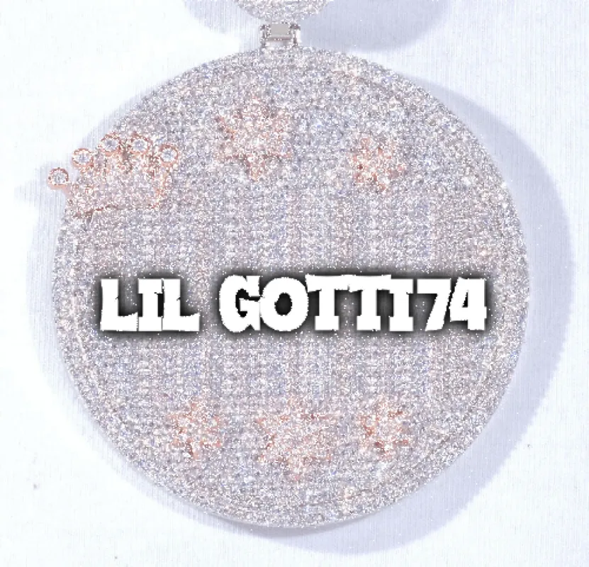 CUSTOM LETTER NECKLACE 3D BIG CROWN DISC sold by The GUU Shop