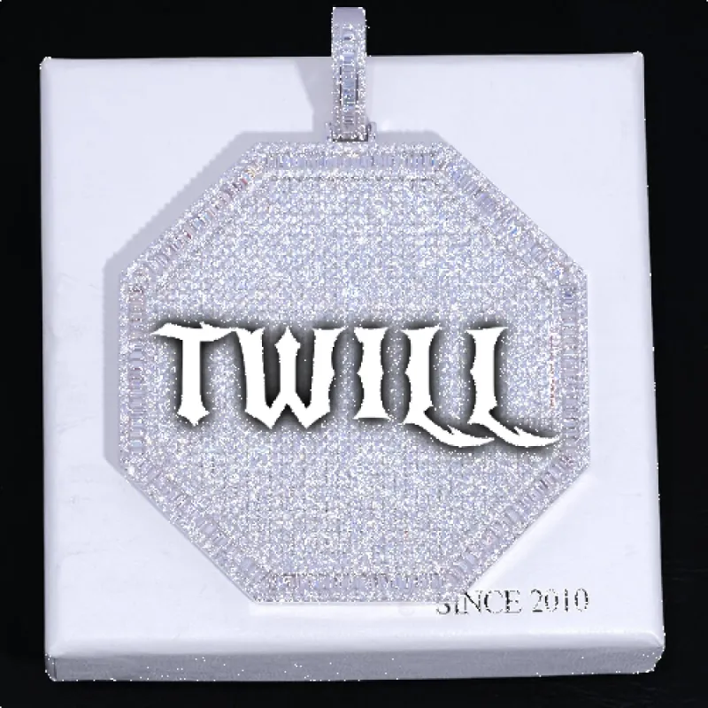 CUSTOM LETTER NECKLACE 3D BIG OCTAGON sold by The GUU Shop
