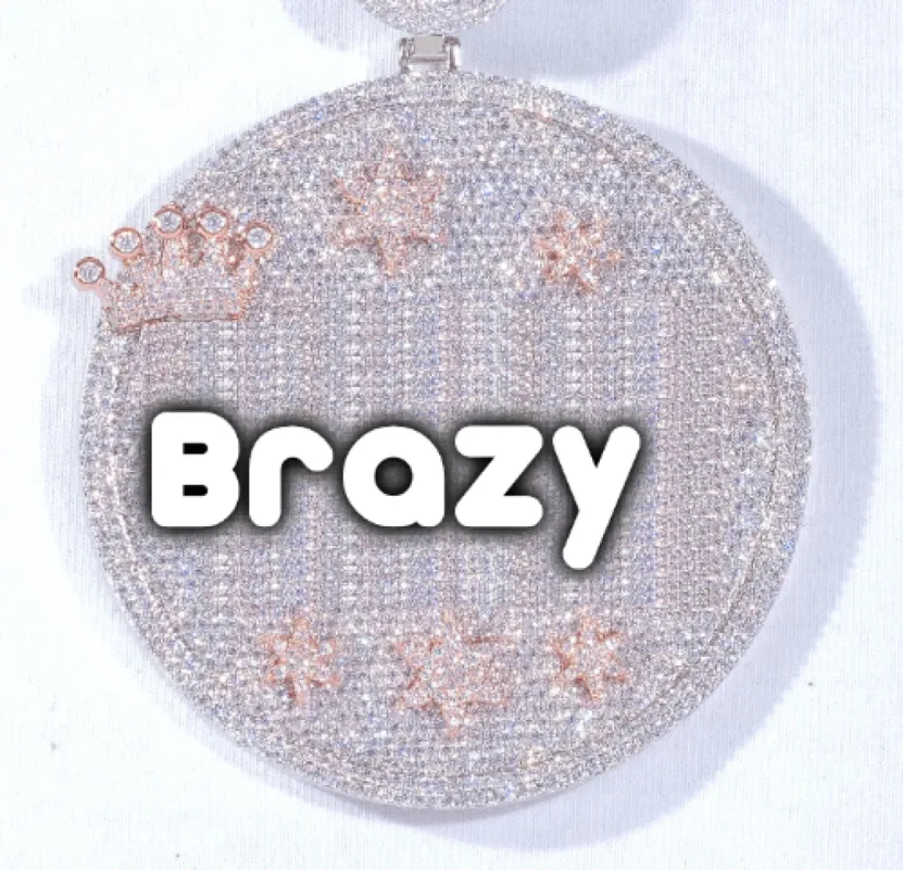 CUSTOM LETTER NECKLACE 3D BIG CROWN DISC sold by The GUU Shop