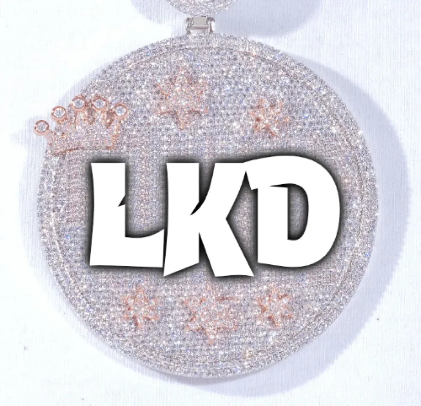 CUSTOM LETTER NECKLACE 3D BIG CROWN DISC sold by The GUU Shop